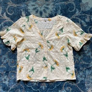 Madewell - white floral blouse